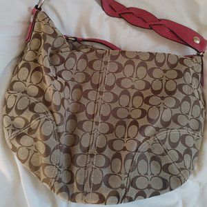 Coach Hobo Bag with Pink Braided Strap